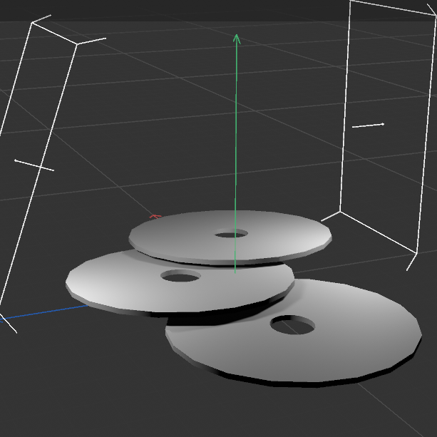 Three CDs in Cinema4D. <br>
                I wanted to portray them as if they're stacked or overlapping one another to create a sense of depth.
                I adjusted the lighting here for a slightly more dramatic effect and liked the darker shadows.