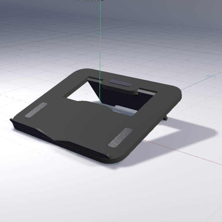 A basic render viewport of the tablet stand.<br>
                I added matte texture for the plastic bases and leather texture for the strips.
