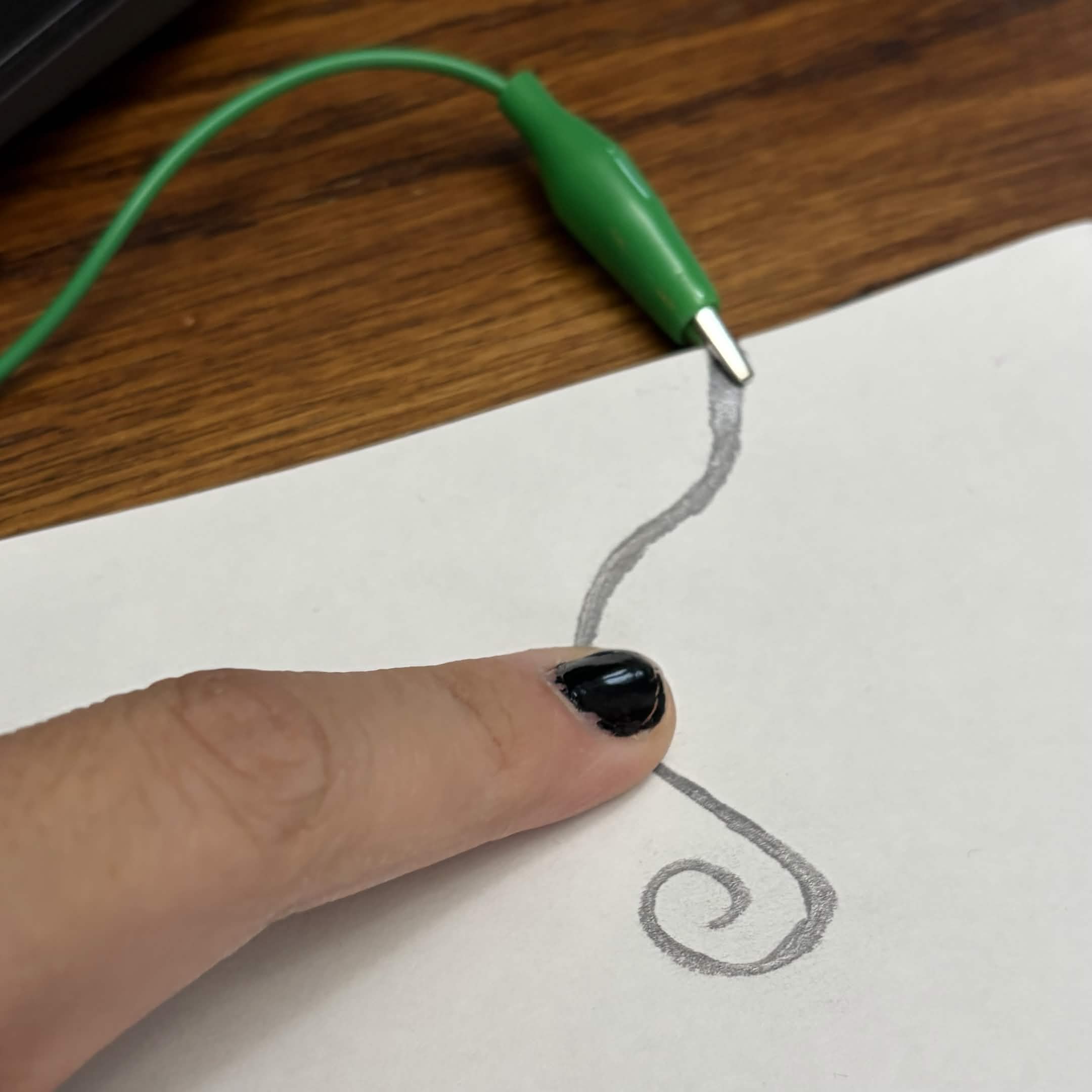 Using a 6B pencil to test out conductivity. This works the best.