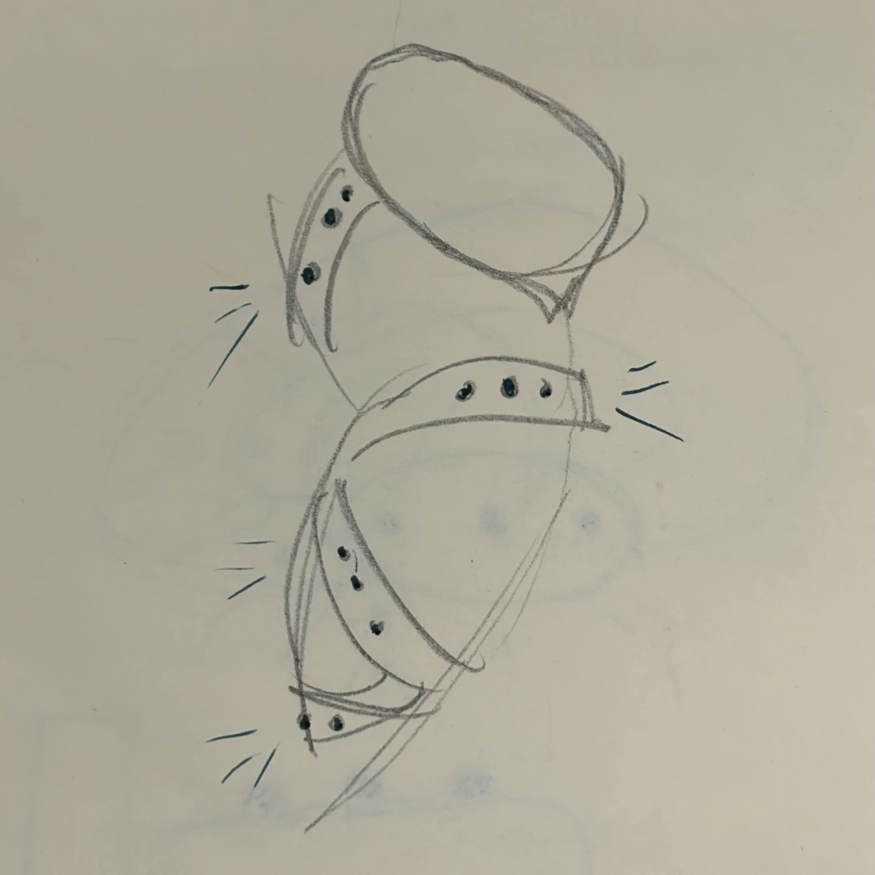 A rough thumbnail sketch of a wraparound fabric around the arm, representing armour. It
                lights up.