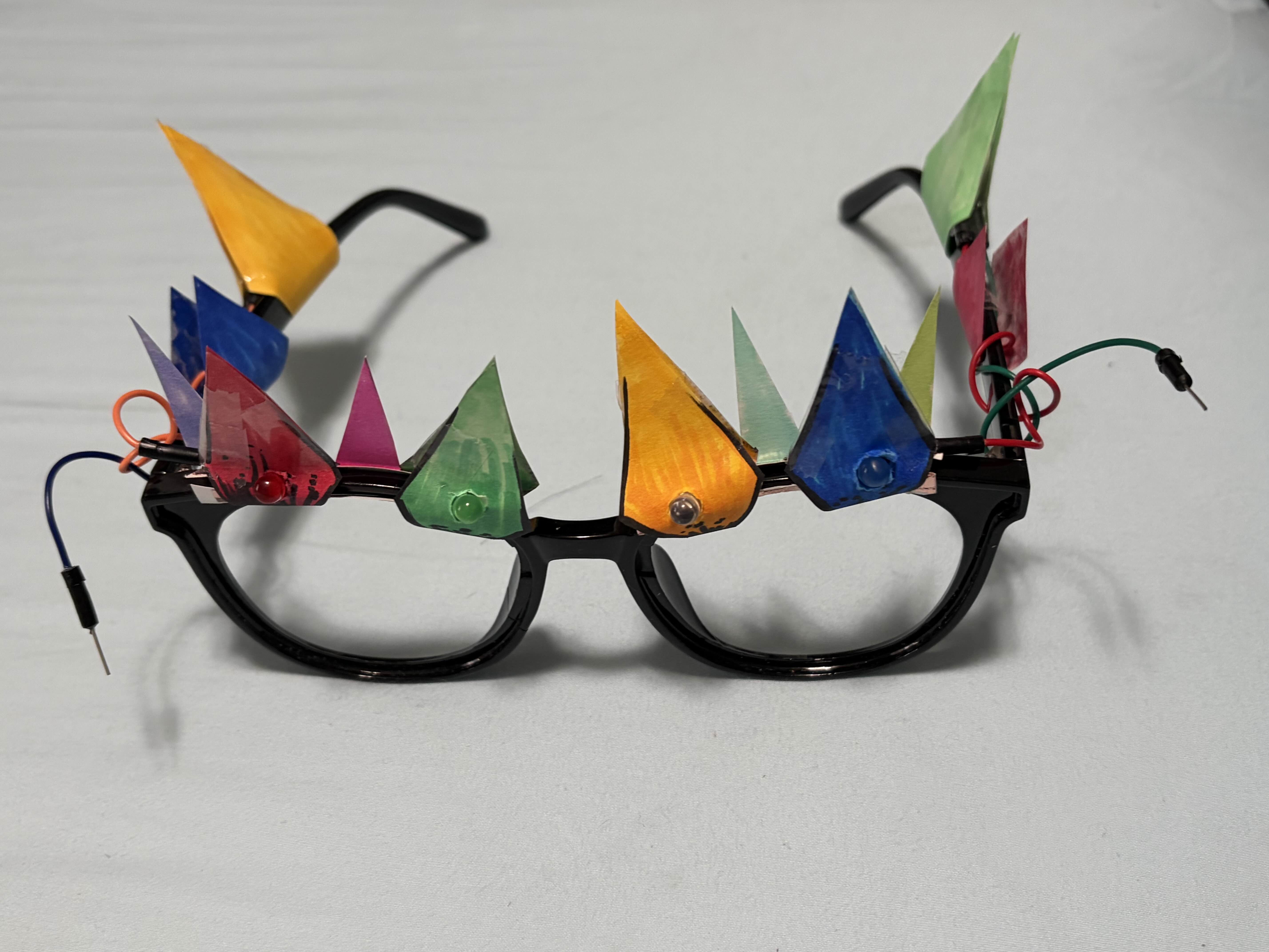 Rave glasses while the lights are off. The jumper cables are unplugged.