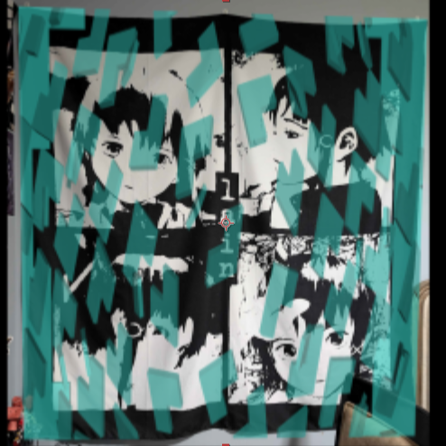 Projection mapping with my tapestry. I didn't add any masks at this point to see what it would look like.