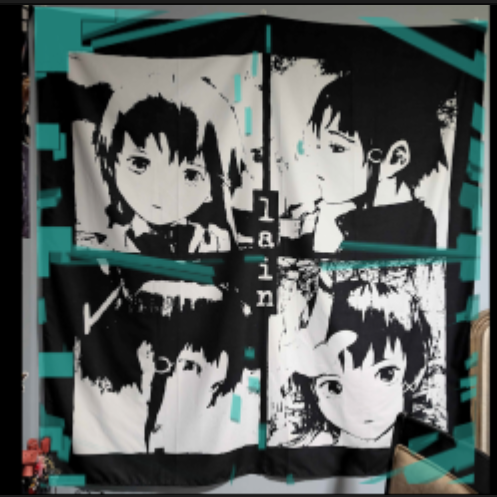 Projection mapping with my tapestry. I added masks here and used a different effect.