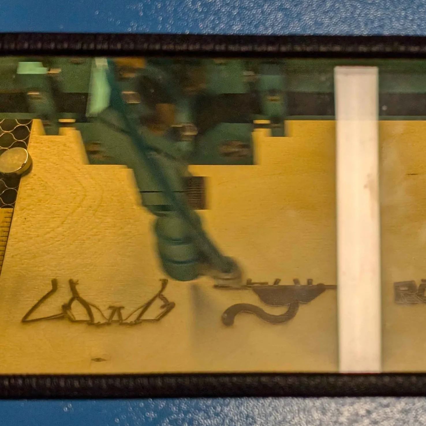 The laser cutting process.